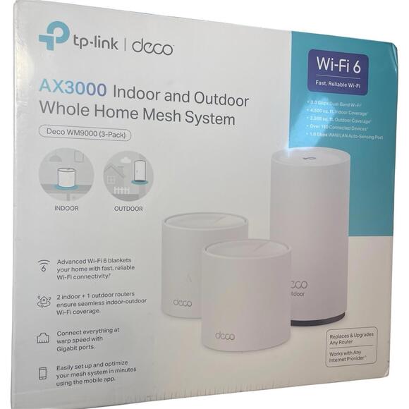 TP-Link Deco WM9000 AX3000 Indoor & Outdoor Mesh WiFi System New Factory Sealed - Picture 1 of 2
